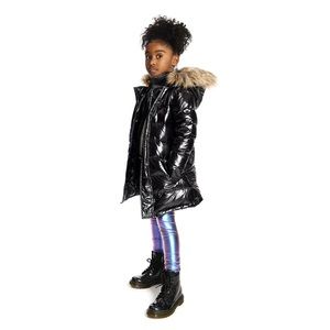 Girls Down filled Long Black Sparkly Parka Sz 8